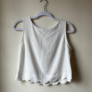 Monteau White Scalloped Hem Tank Top